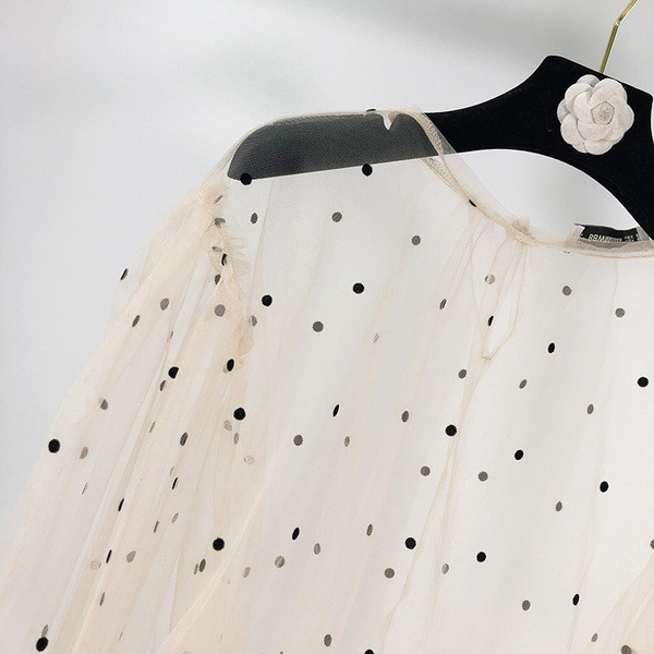 Γυναικεία διαφανή μπλούζα με μακριά μανίκια  τούλι