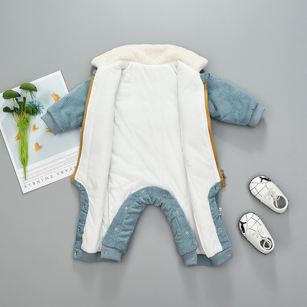 Νέο μοντέλο βρεφική σαλοπέτα με φερμουάρ για αγόρια σε καφέ και μπλε χρώμα