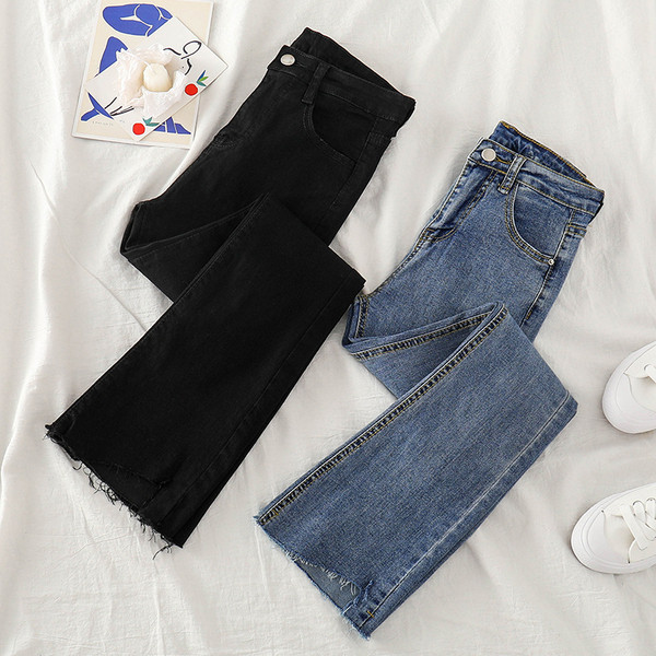 Blugi lungi de dama in negru si albastru