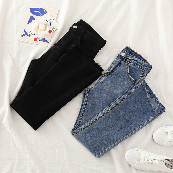 Blugi lungi de dama in negru si albastru