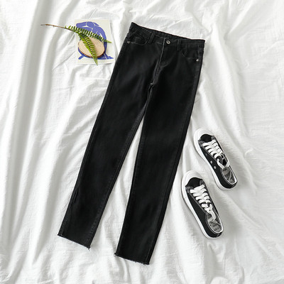 Μοντέρνα γυναικεία  τζιν  με ψηλή μέση σε μαύρο και μπλε χρώμα