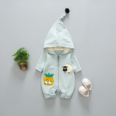 Νέο μοντέλο βρεφική σαλοπέτα  για κορίτσια με εφαρμογή και κουκούλα σε ροζ, μπλε και πορτοκαλί χρώμα