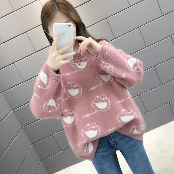 Női téli pulóver kék, zöld, rózsaszín és sárga színekben