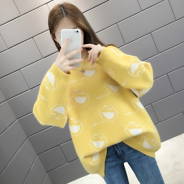 Női téli pulóver kék, zöld, rózsaszín és sárga színekben