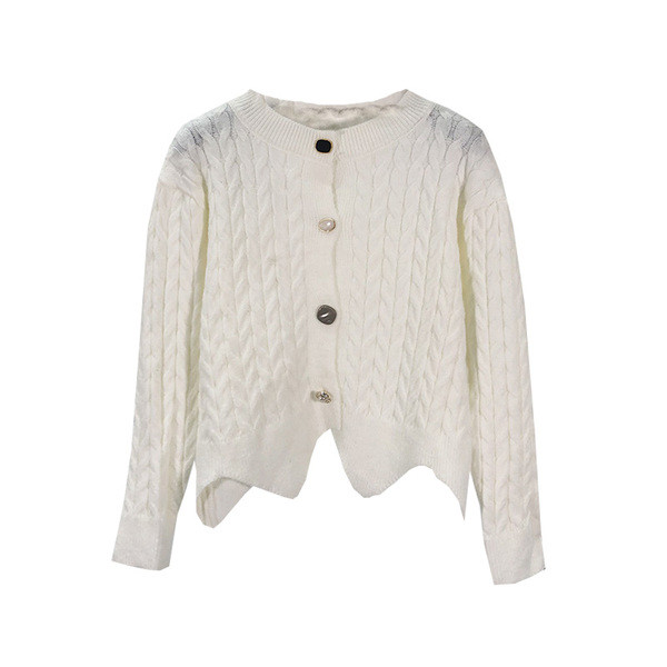 Cardigan dama cu nasturi diferiti in alb si negru