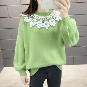 Χειμερινό γυναικείο πουλόβερ με δαντέλα σε διάφορα χρώματα