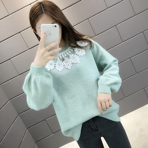 Χειμερινό γυναικείο πουλόβερ με δαντέλα σε διάφορα χρώματα