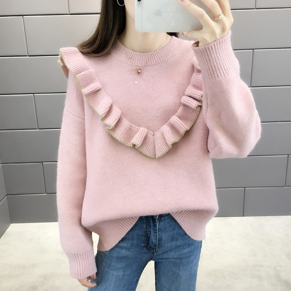 Őszi-téli női pulóver fehér, narancssárga, zöld és rózsaszín színekben