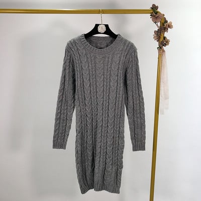 Γυναικείο φόρεμα με μακρύ μανίκι δεμένη με οβάλ λαιμόκοψη σε τέσσερα χρώματα