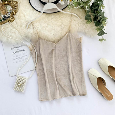 Κομψό  γυναικείο αμάνικο  με λεπτές λουρίδες και δαντέλες σε διάφορα χρώματα