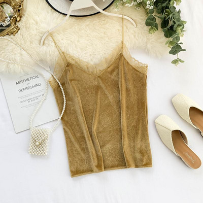 Κομψό  γυναικείο αμάνικο  με λεπτές λουρίδες και δαντέλες σε διάφορα χρώματα