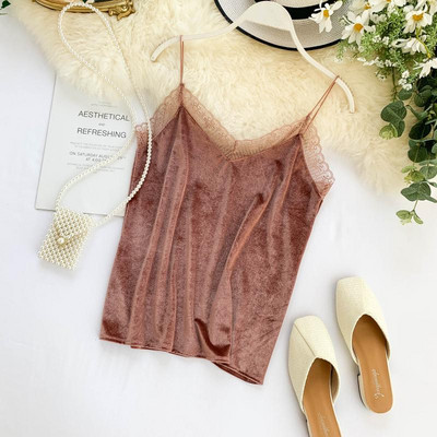 Κομψό  γυναικείο αμάνικο  με λεπτές λουρίδες και δαντέλες σε διάφορα χρώματα