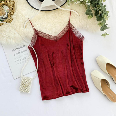 Κομψό  γυναικείο αμάνικο  με λεπτές λουρίδες και δαντέλες σε διάφορα χρώματα