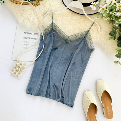 Κομψό  γυναικείο αμάνικο  με λεπτές λουρίδες και δαντέλες σε διάφορα χρώματα