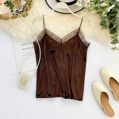 Κομψό  γυναικείο αμάνικο  με λεπτές λουρίδες και δαντέλες σε διάφορα χρώματα