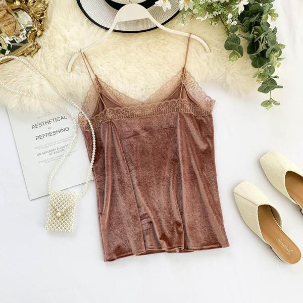 Κομψό  γυναικείο αμάνικο  με λεπτές λουρίδες και δαντέλες σε διάφορα χρώματα