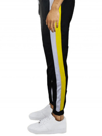 Αθλητικό ανδρικό παντελόνι  με έγχρωμες άκρες σε μαύρο χρώμα