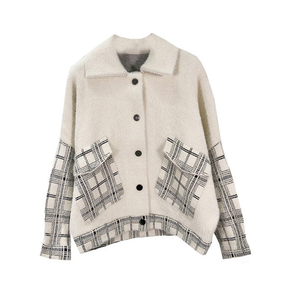 Geaca de dama primavara-toamna cu nasturi in alb si negru