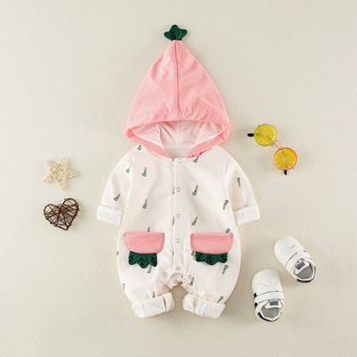 Βρεφική ολόσωμη φόρμα  για κορίτσια και αγόρια σε ροζ και κίτρινο χρώμα