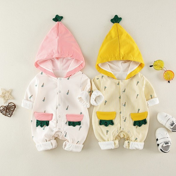 Βρεφική ολόσωμη φόρμα  για κορίτσια και αγόρια σε ροζ και κίτρινο χρώμα