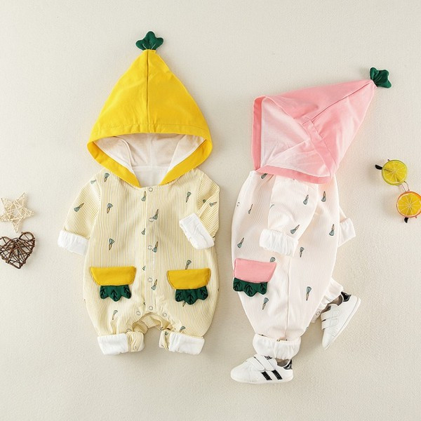 Βρεφική ολόσωμη φόρμα  για κορίτσια και αγόρια σε ροζ και κίτρινο χρώμα