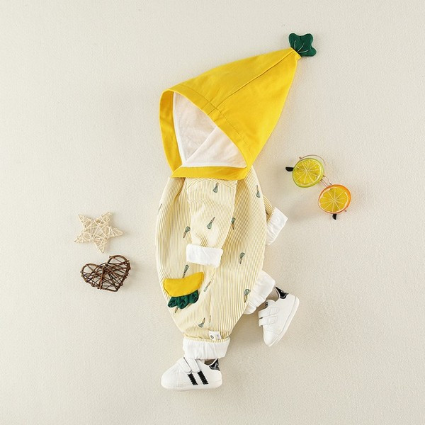 Βρεφική ολόσωμη φόρμα  για κορίτσια και αγόρια σε ροζ και κίτρινο χρώμα