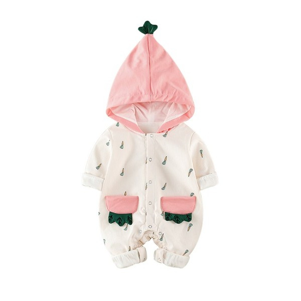 Βρεφική ολόσωμη φόρμα  για κορίτσια και αγόρια σε ροζ και κίτρινο χρώμα