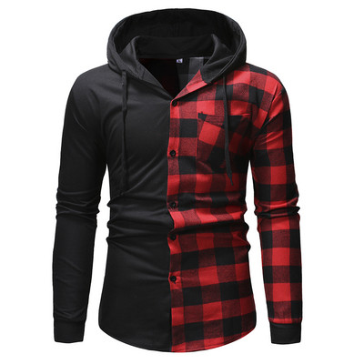 Casual ανδρικό πουκάμισο με κουκούλα και τσέπη σε τρία χρώματα