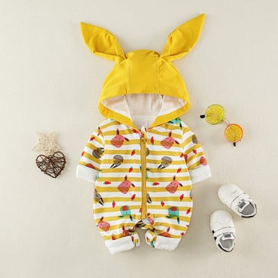 Νέο μοντέλο  Βρεφική ολόσωμη φόρμα για κορίτσια με 3D στοιχείο και μοτίβο