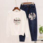 Γυναικείο  σύγχρονο σετ με τύπωμα σε ροζ , λευκό και μαύρο χρώμα