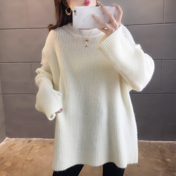 Μοντέρνο  γυναικείο χειμερινό πουλόβερ - μακρύ μοντέλο σε διάφορα χρώματα