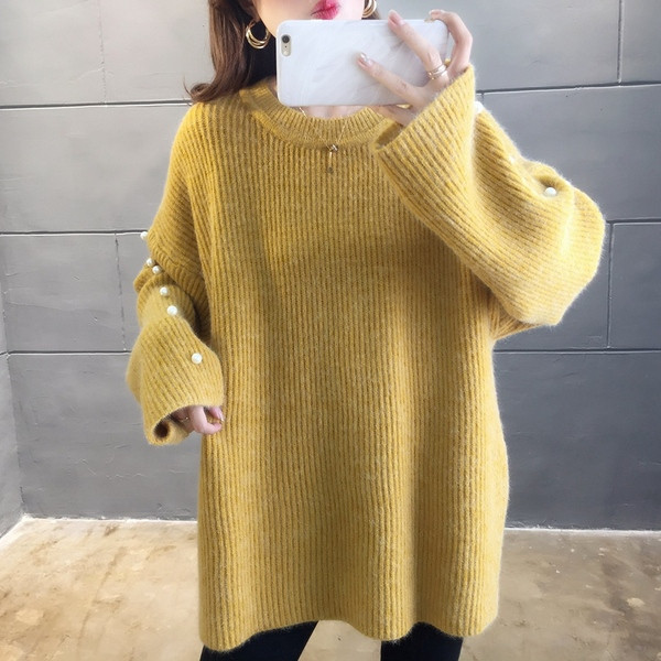 Μοντέρνο  γυναικείο χειμερινό πουλόβερ - μακρύ μοντέλο σε διάφορα χρώματα