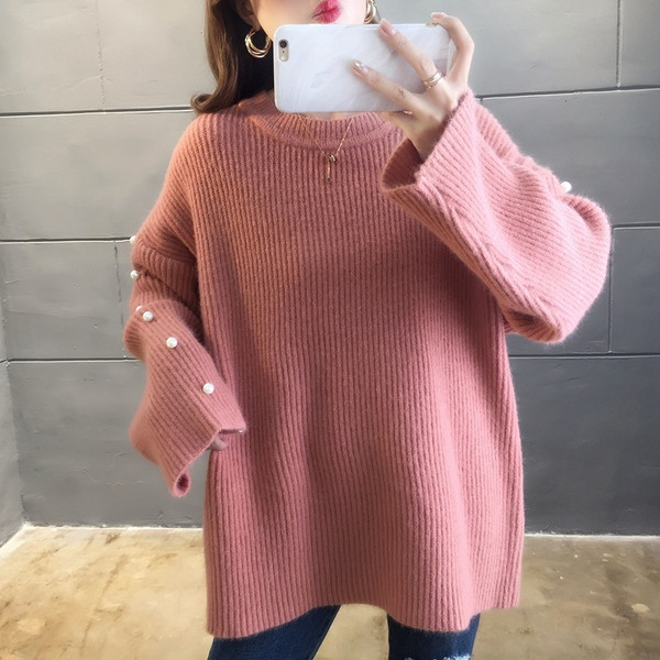Μοντέρνο  γυναικείο χειμερινό πουλόβερ - μακρύ μοντέλο σε διάφορα χρώματα