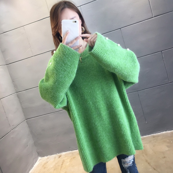 Μοντέρνο  γυναικείο χειμερινό πουλόβερ - μακρύ μοντέλο σε διάφορα χρώματα