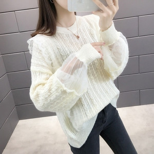 Χειμερινό γυναικείο πουλόβερ  με στοιχείο τούλι σε διάφορα χρώματα