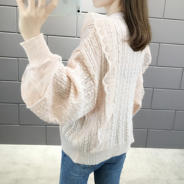 Χειμερινό γυναικείο πουλόβερ  με στοιχείο τούλι σε διάφορα χρώματα