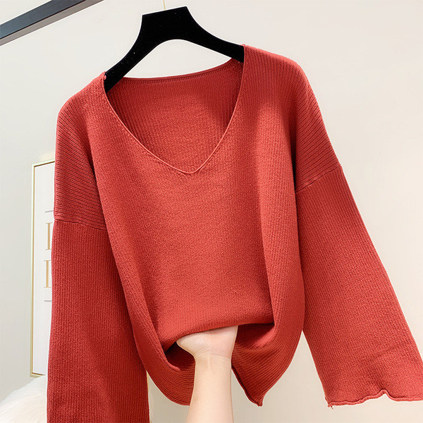 Pulover de dama cu decolteu spitz in mai multe culori