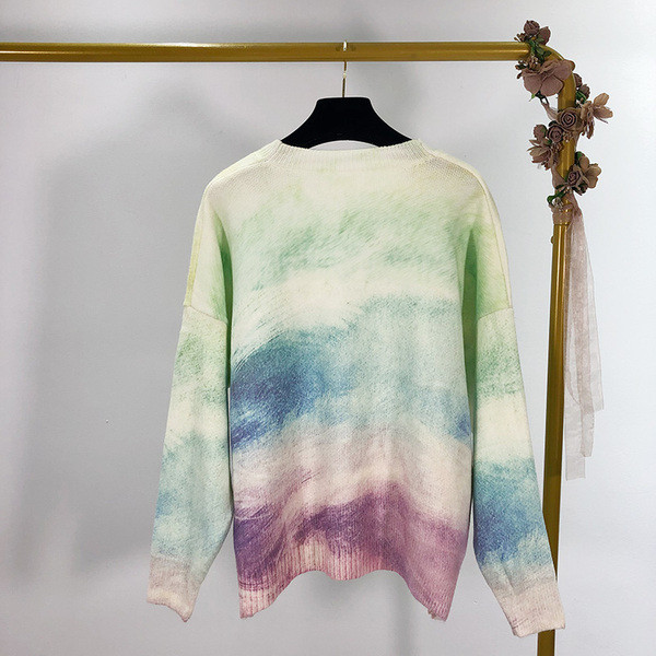 Női pulóver spitz nyakkivágással, irizáló színekben