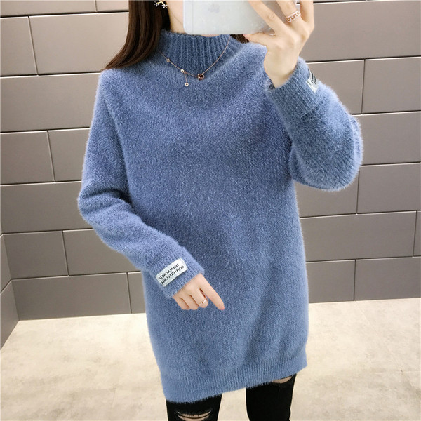 Pulover de iarna dama - model lung cu guler polo inalt in mai multe culori