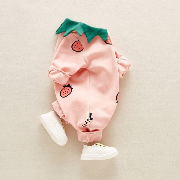 Salopeta casual pentru bebelusi cu nasturi si aplicatie pentru fete