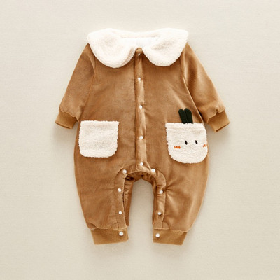 Salopete-astronaut nou model cu guler pentru fete si baieti in maro si roz