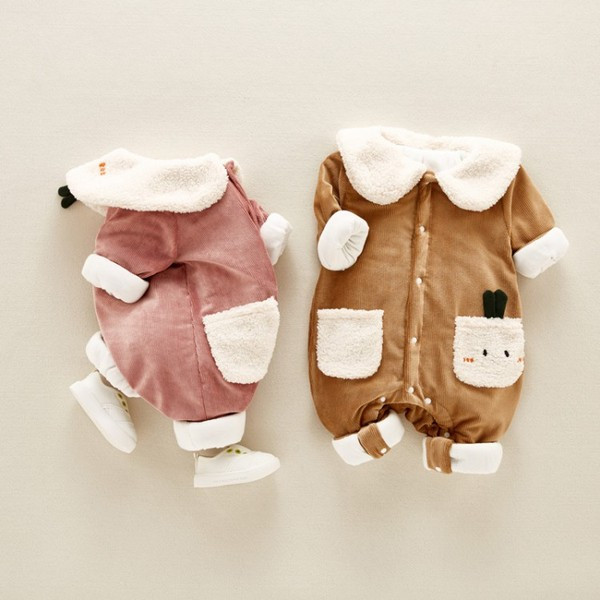 Salopete-astronaut nou model cu guler pentru fete si baieti in maro si roz