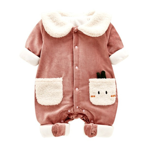 Salopete-astronaut nou model cu guler pentru fete si baieti in maro si roz