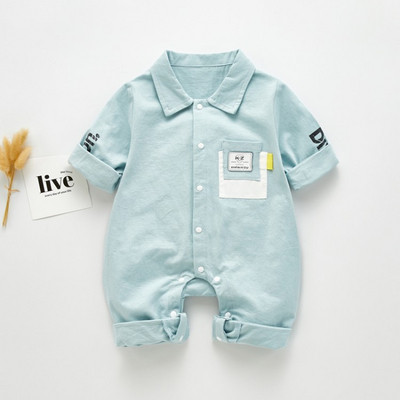 Új modell baba overall fiúknak klasszikus gallérral és gombokkal, két színben
