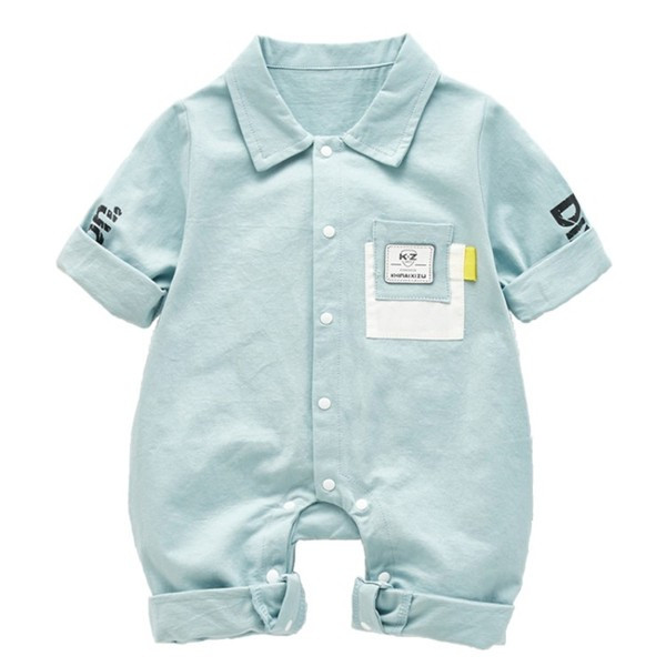 Új modell baba overall fiúknak klasszikus gallérral és gombokkal, két színben