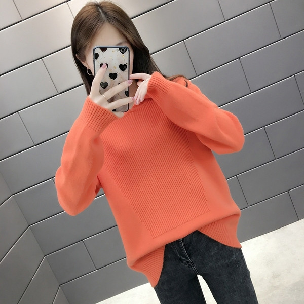 Casual γυναικείο πουλόβερ σε κίτρινο, ροζ, πορτοκαλί και πράσινο χρώμα