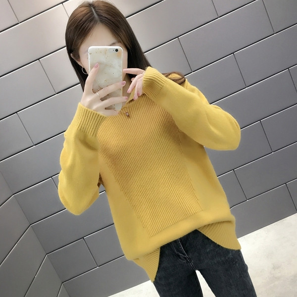 Casual γυναικείο πουλόβερ σε κίτρινο, ροζ, πορτοκαλί και πράσινο χρώμα