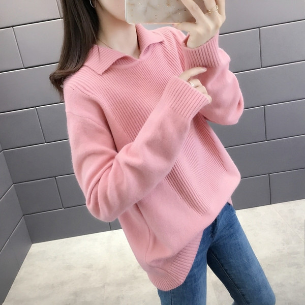 Casual γυναικείο πουλόβερ σε κίτρινο, ροζ, πορτοκαλί και πράσινο χρώμα