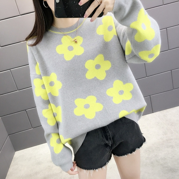 Γυναικείο πουλόβερ  με O-λαιμό σε διάφορα χρώματα