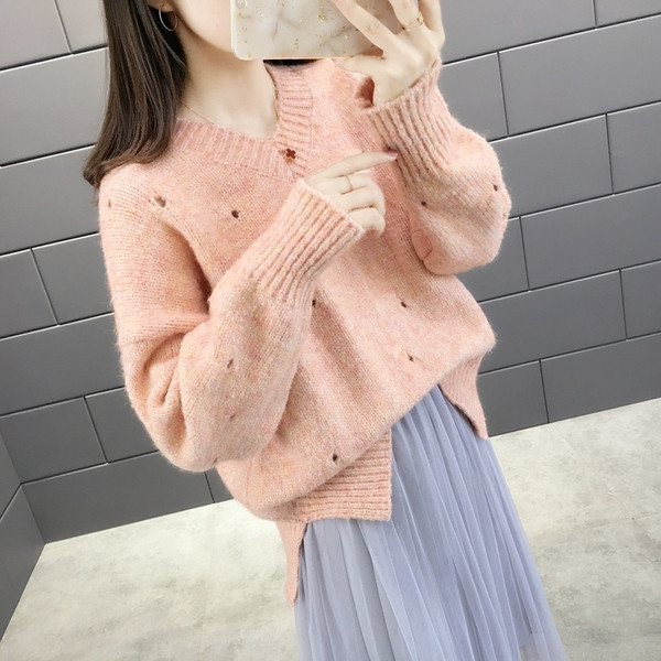 Γυναικείο χειμωνιάτικο πουλόβερ με  λαιμόκοψη σε διάφορα χρώματα